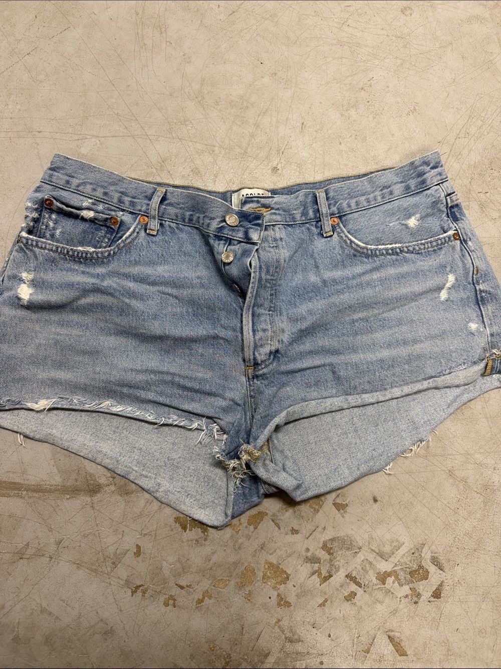 Women’s Distressed Denim Cutoff Shorts - Light Blue AGOLDE Jean Shorts Size 34